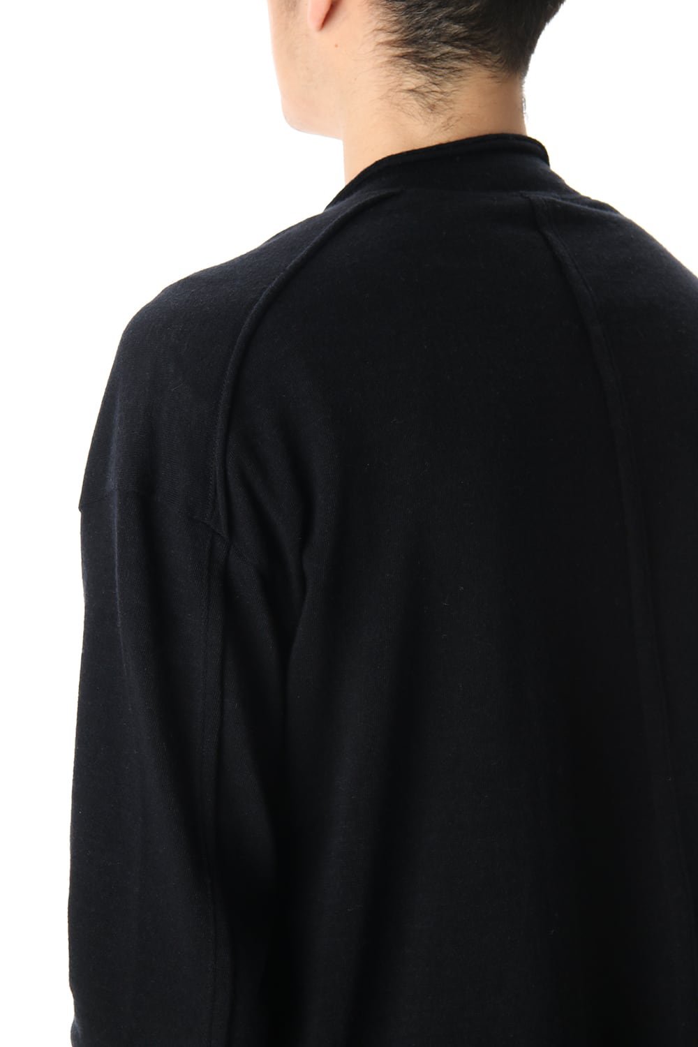 Cotton Wool Jersey Crew-Neck Long Sleeve T-Shirts Black