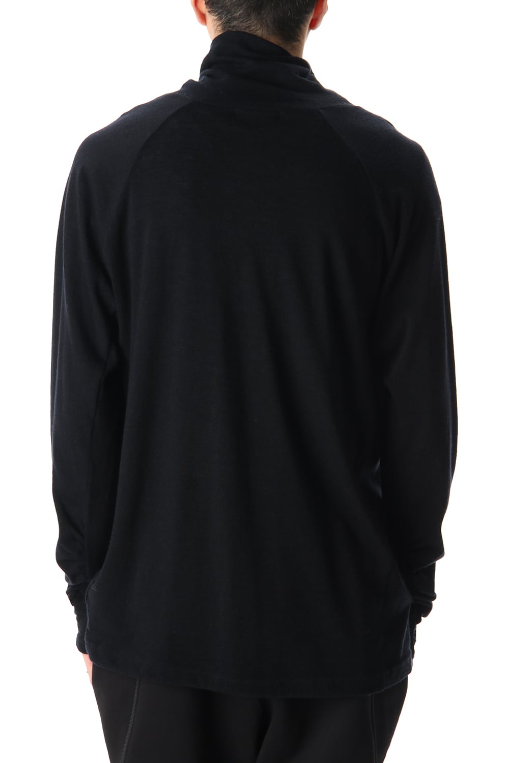 Cotton Wool Jersey Bottleneck Long Sleeve T-Shirts Black