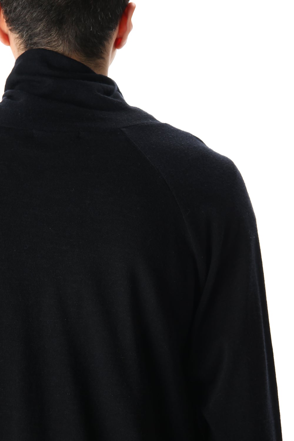 Cotton Wool Jersey Bottleneck Long Sleeve T-Shirts Black