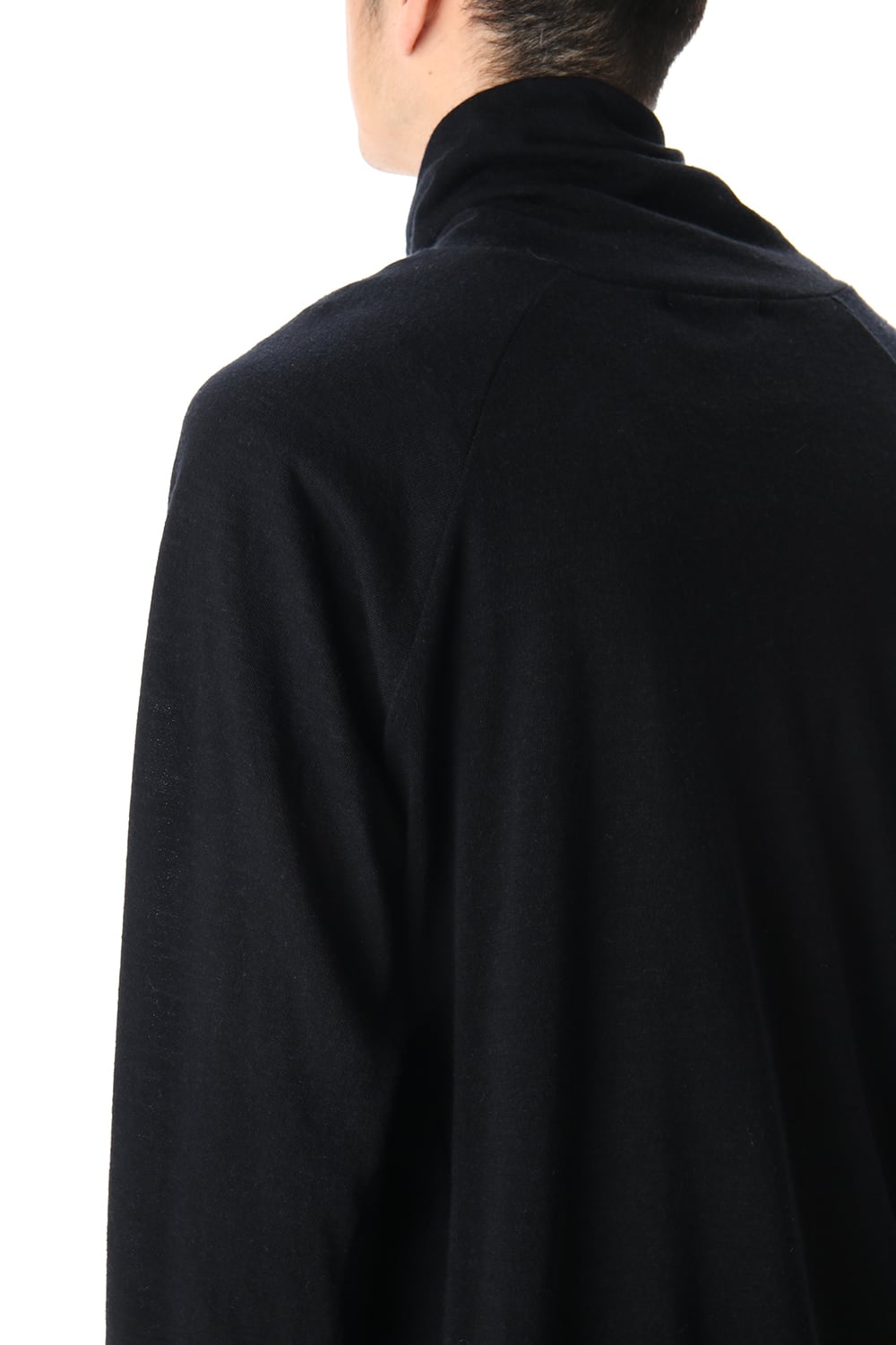 Cotton Wool Jersey Bottleneck Long Sleeve T-Shirts Black