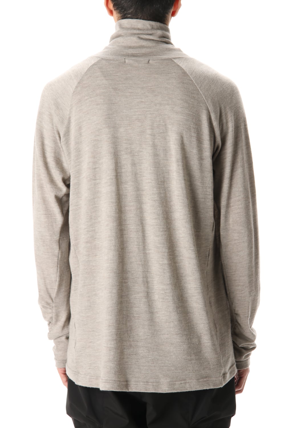 Cotton Wool Jersey Bottleneck Long Sleeve T-Shirts Beige