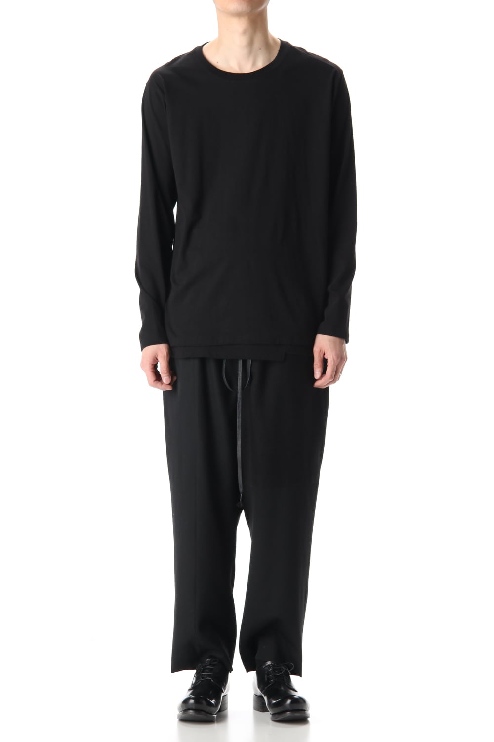 ヘム レイヤード ロング スリーブ Tシャツ Black