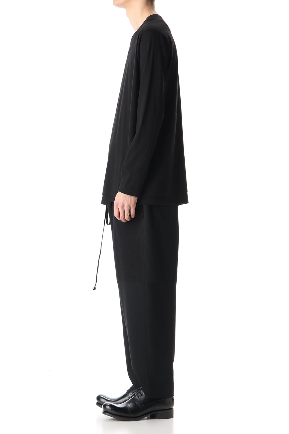 ヘム レイヤード ロング スリーブ Tシャツ Black