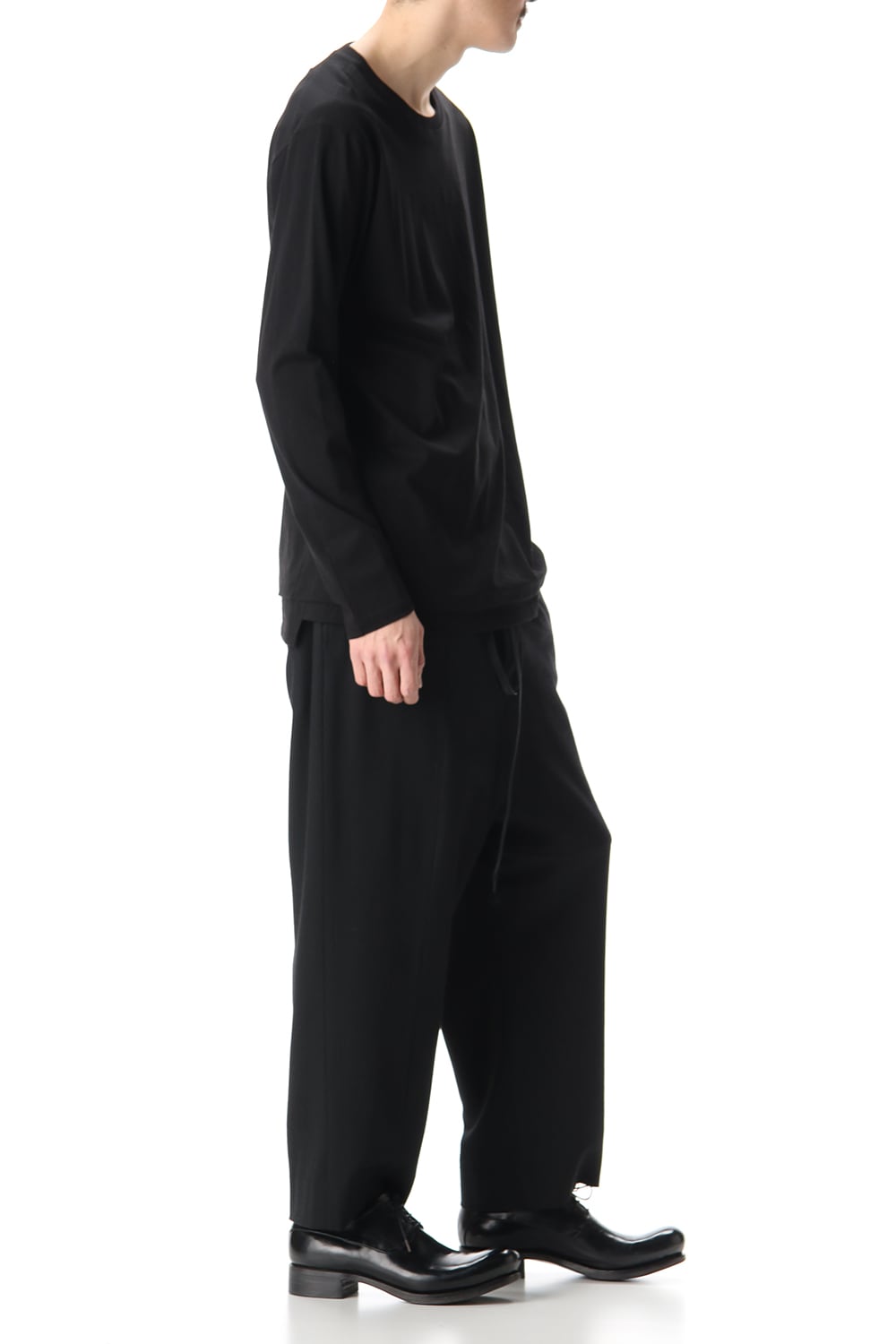 ヘム レイヤード ロング スリーブ Tシャツ Black