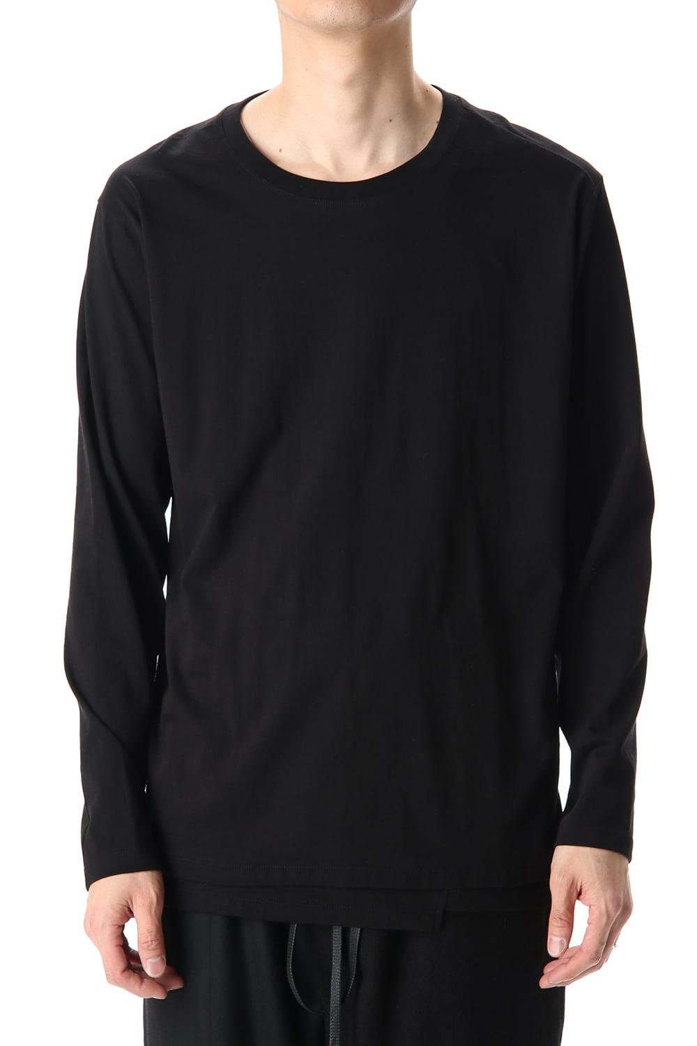 ヘム レイヤード ロング スリーブ Tシャツ Black