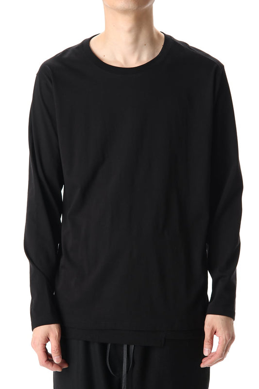 ヘム レイヤード ロング スリーブ Tシャツ Black