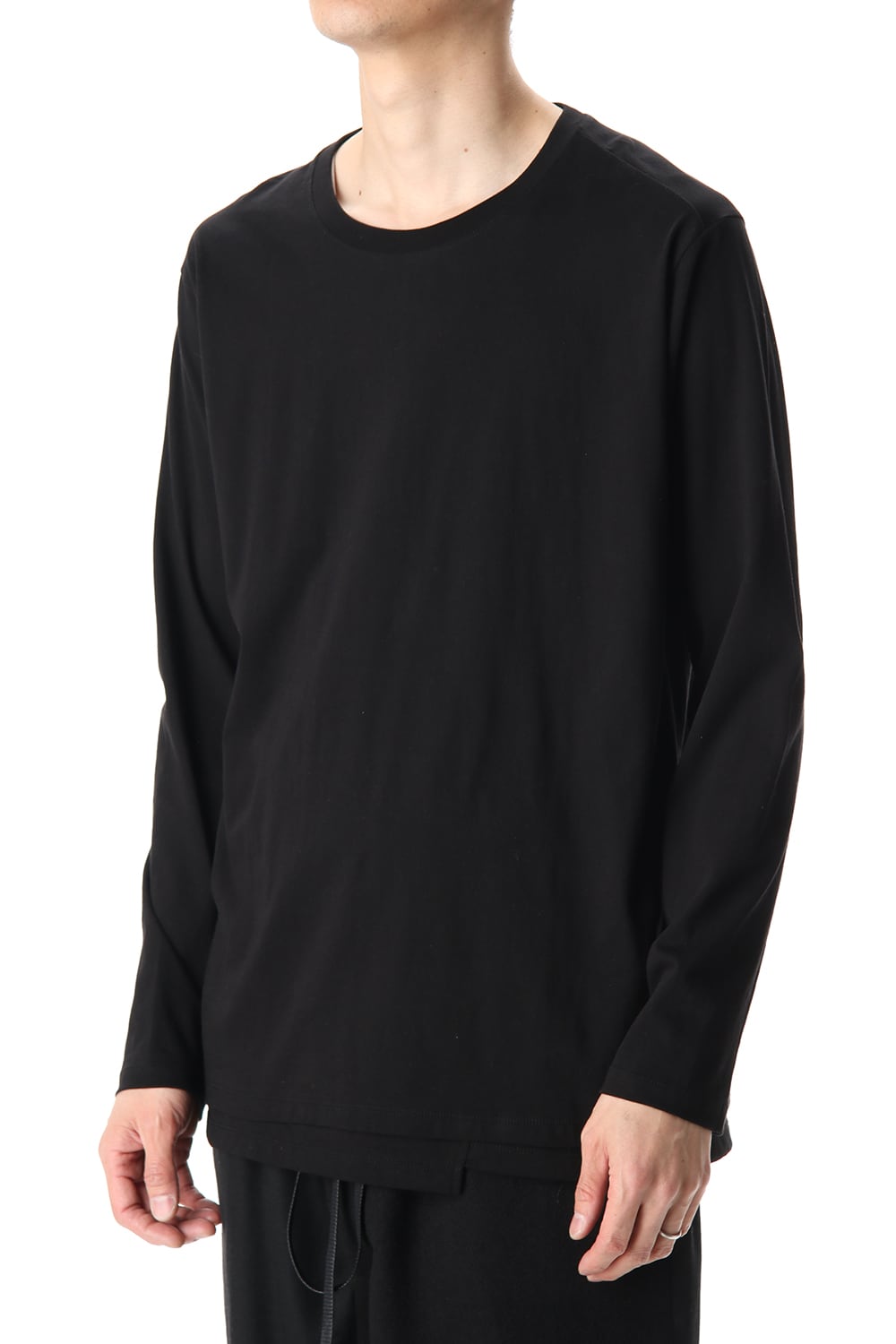 ヘム レイヤード ロング スリーブ Tシャツ Black