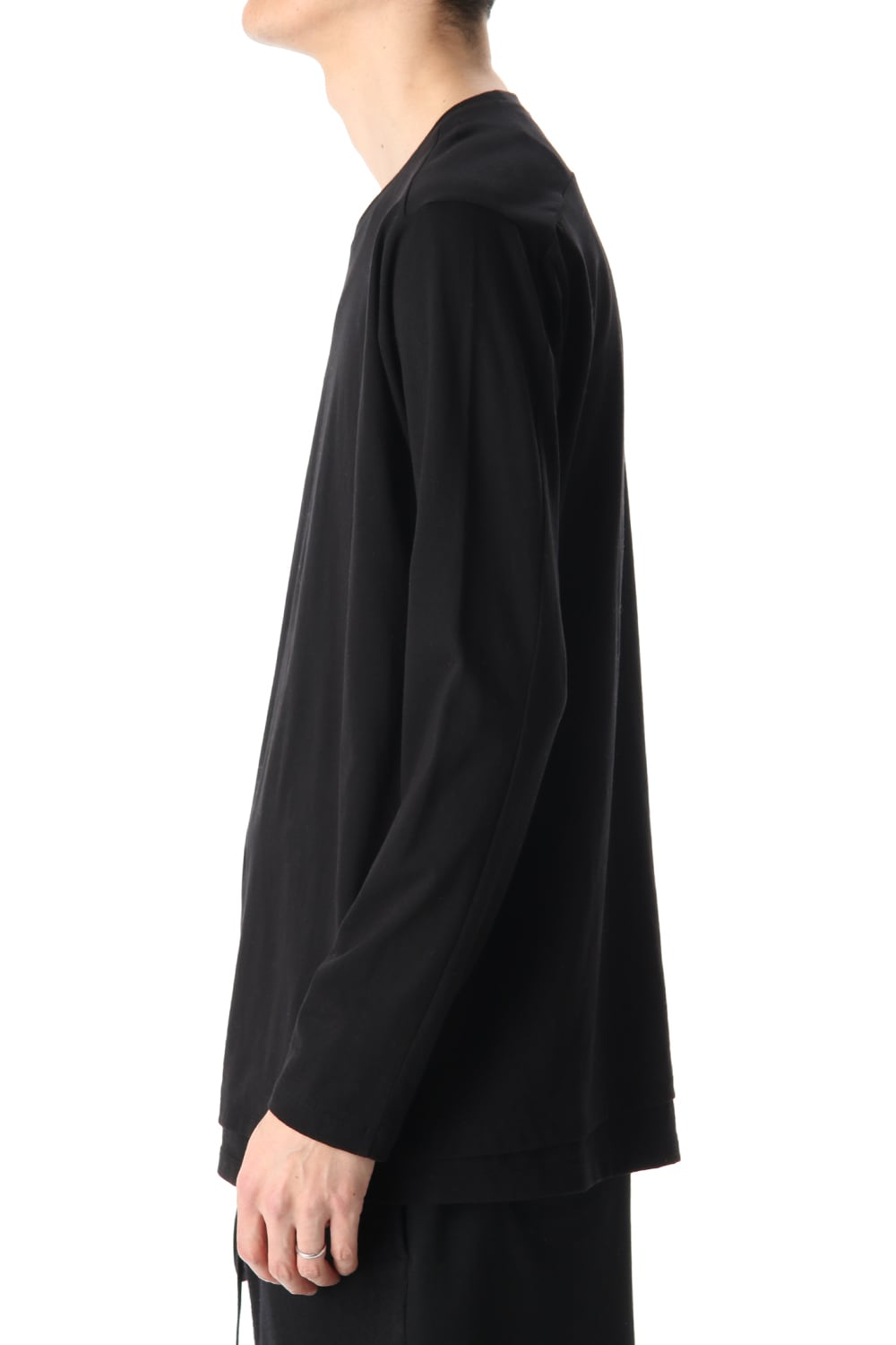 ヘム レイヤード ロング スリーブ Tシャツ Black