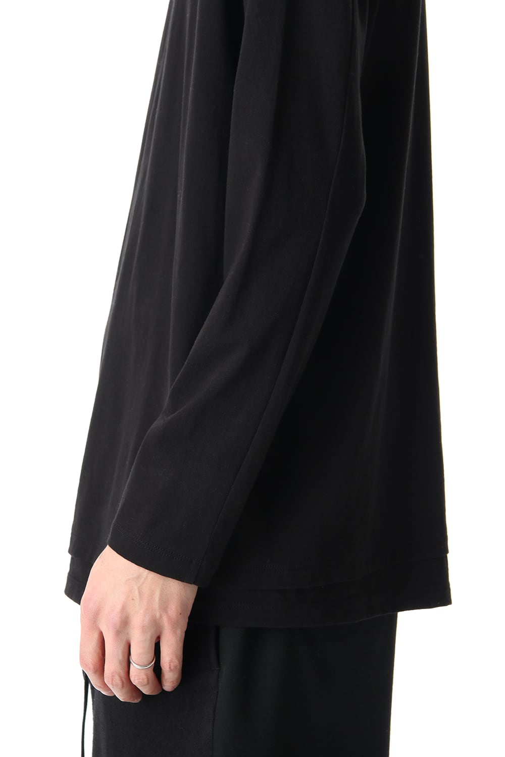 ヘム レイヤード ロング スリーブ Tシャツ Black