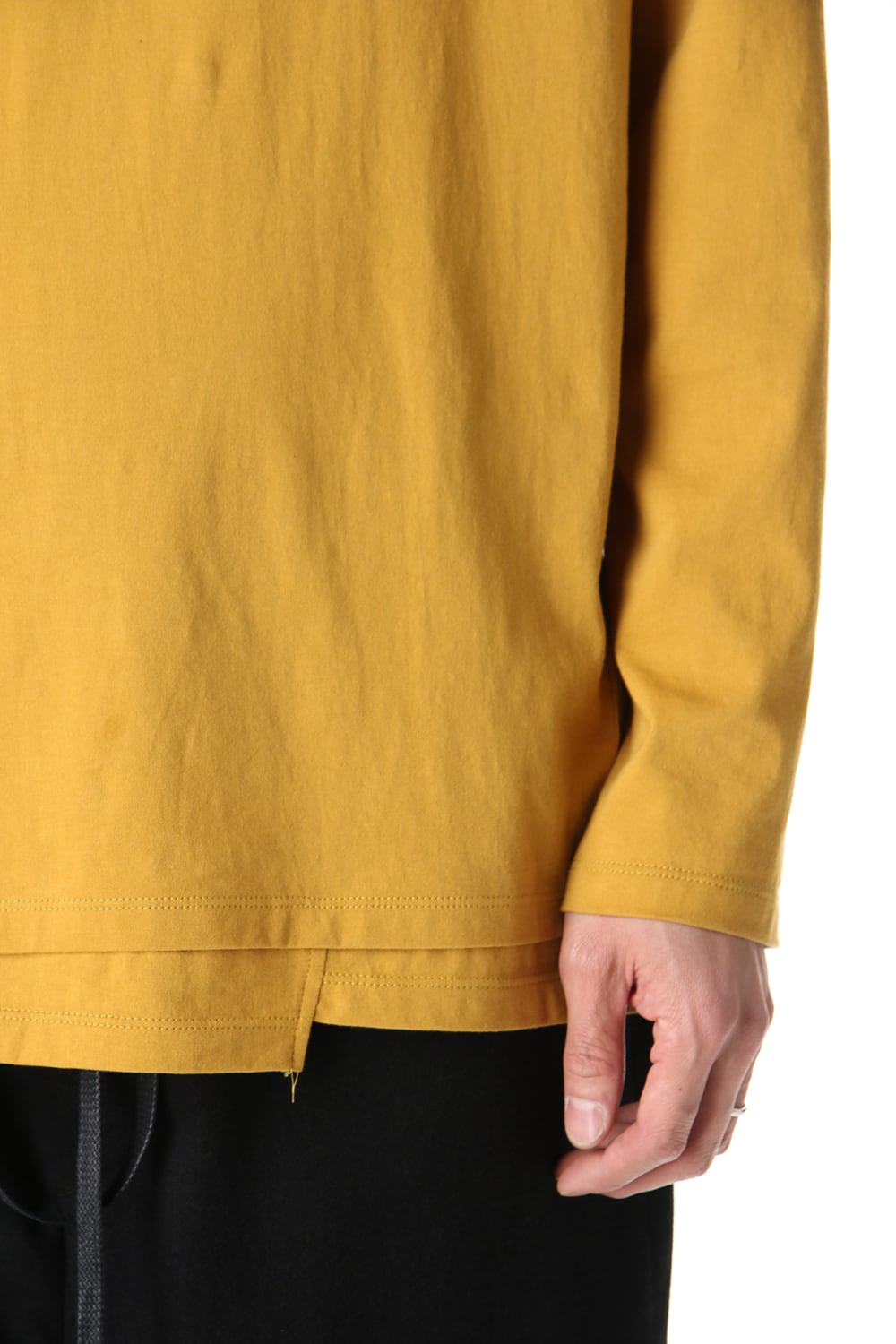 Hem Layered Long Sleeve T-Shirts Mustard