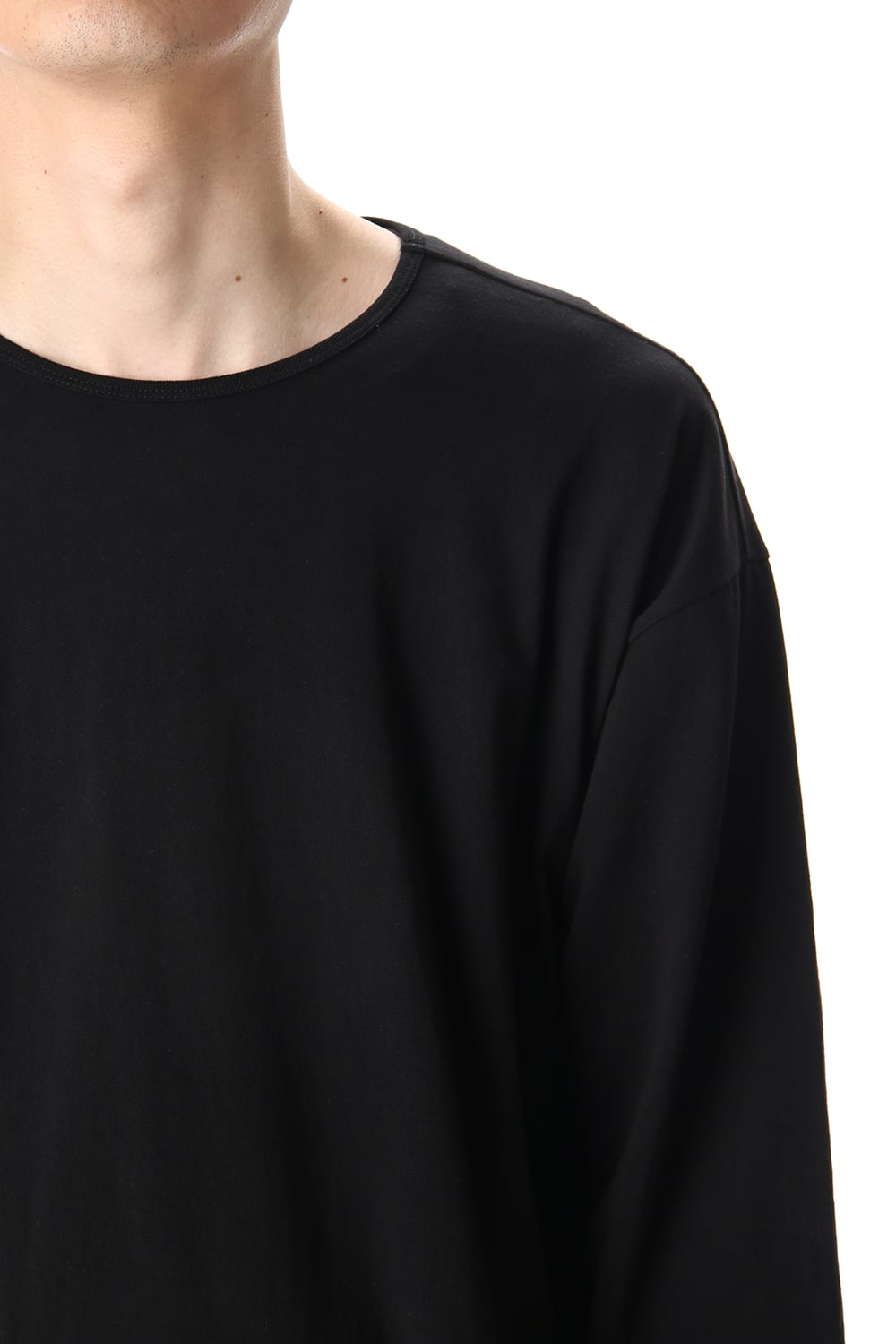 Hem Layered Style Long Sleeve T-Shirts Black