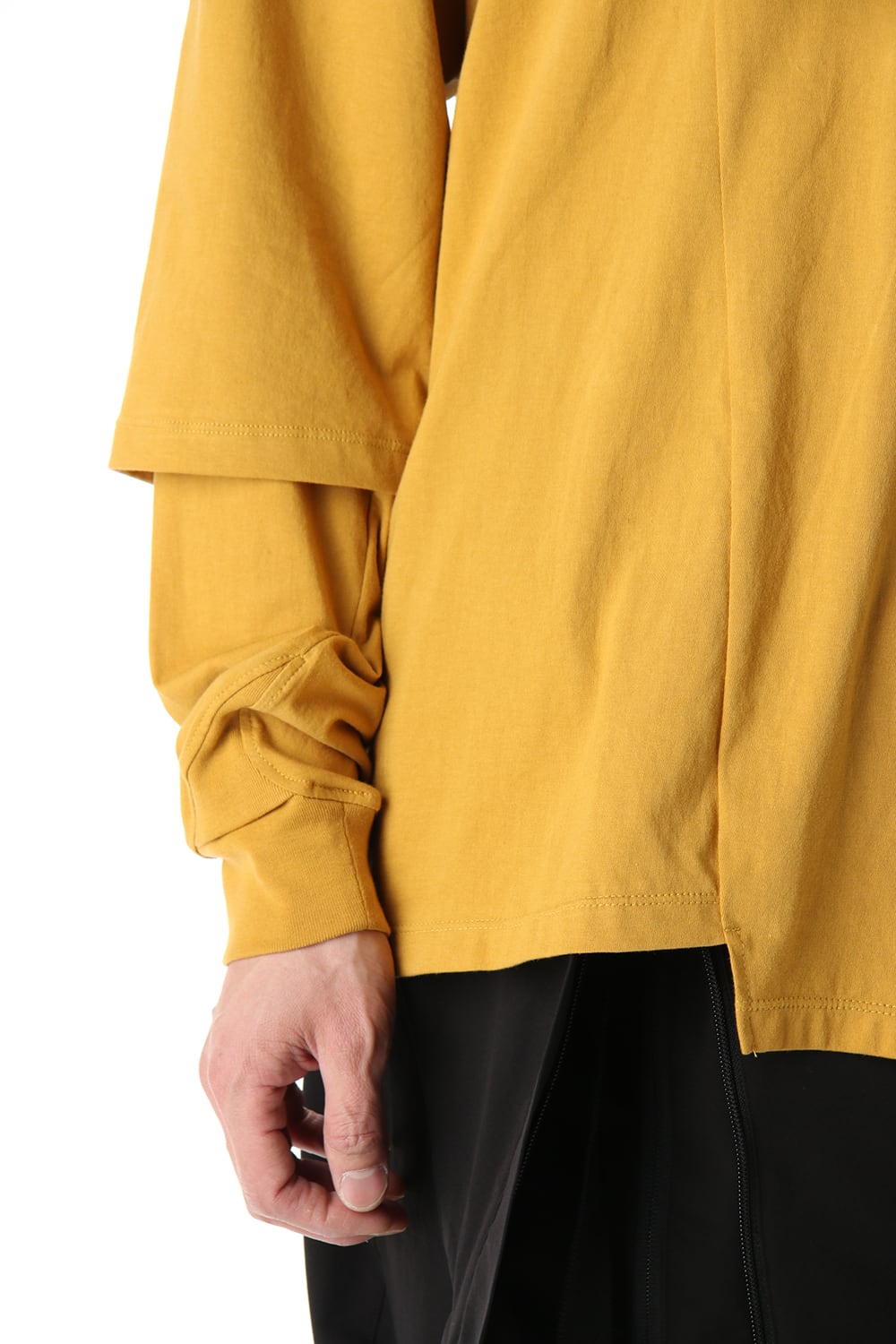 Hem Layered Style Long Sleeve T-Shirts Mustard