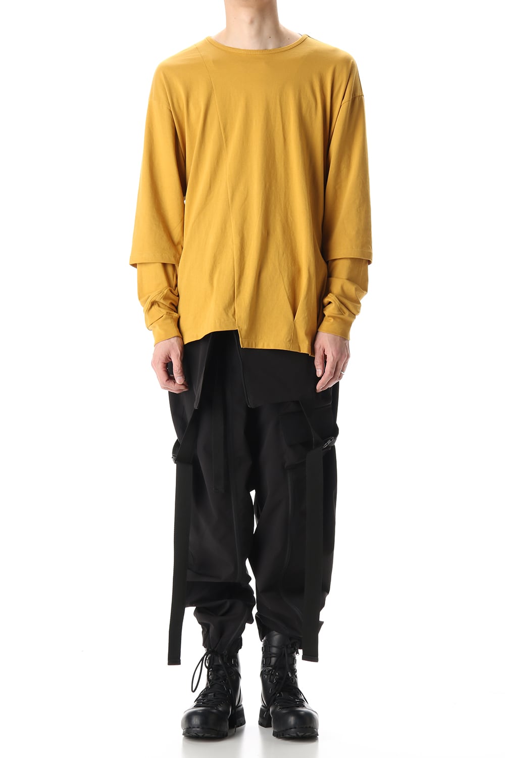 Hem Layered Style Long Sleeve T-Shirts Mustard
