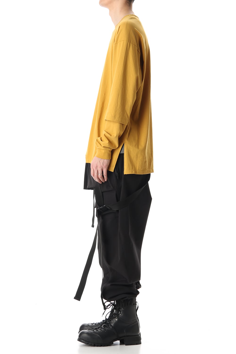 Hem Layered Style Long Sleeve T-Shirts Mustard