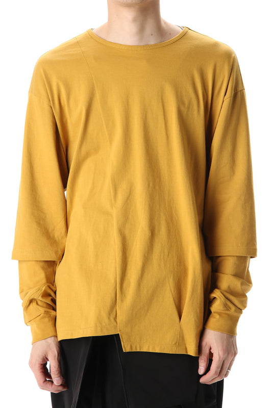 ヘム レイヤード スタイル ロング スリーブ Tシャツ Mustard