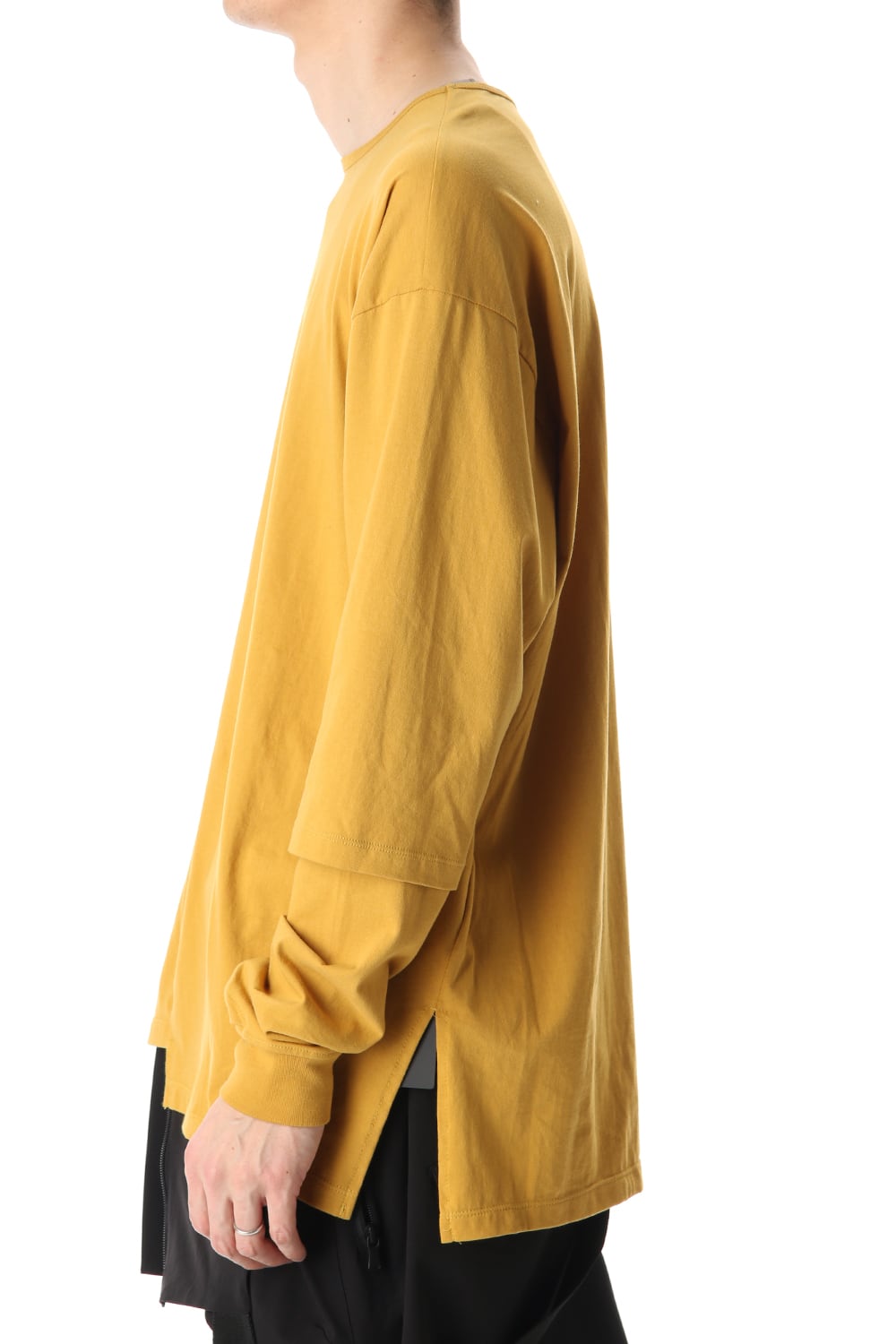 Hem Layered Style Long Sleeve T-Shirts Mustard
