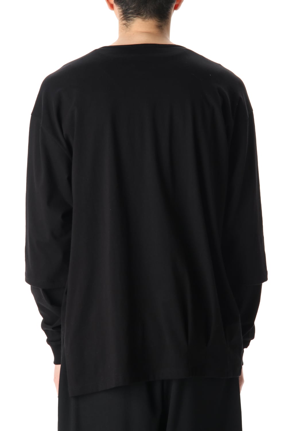 Hem Layered Style Long Sleeve T-Shirts Black