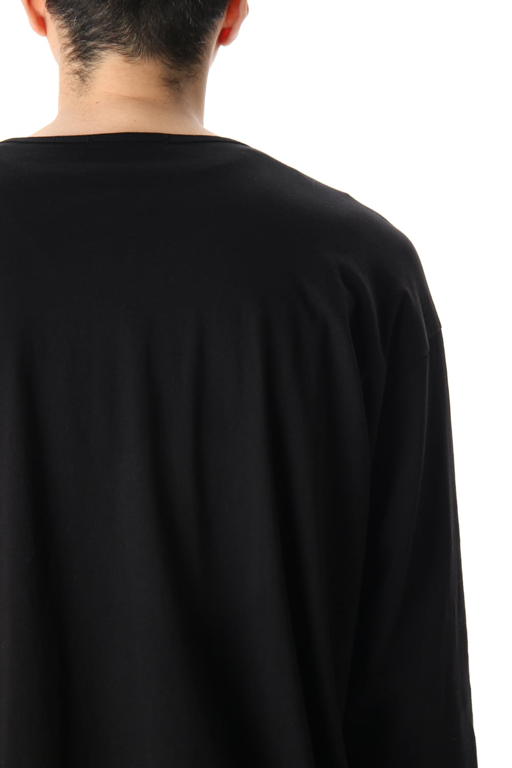 Hem Layered Style Long Sleeve T-Shirts Black