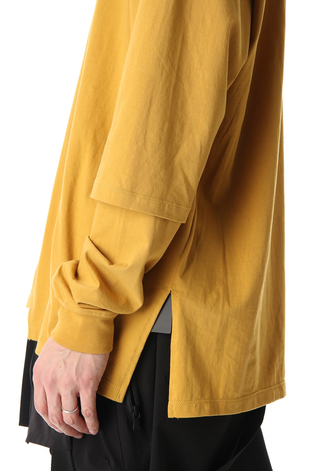 Hem Layered Style Long Sleeve T-Shirts Mustard