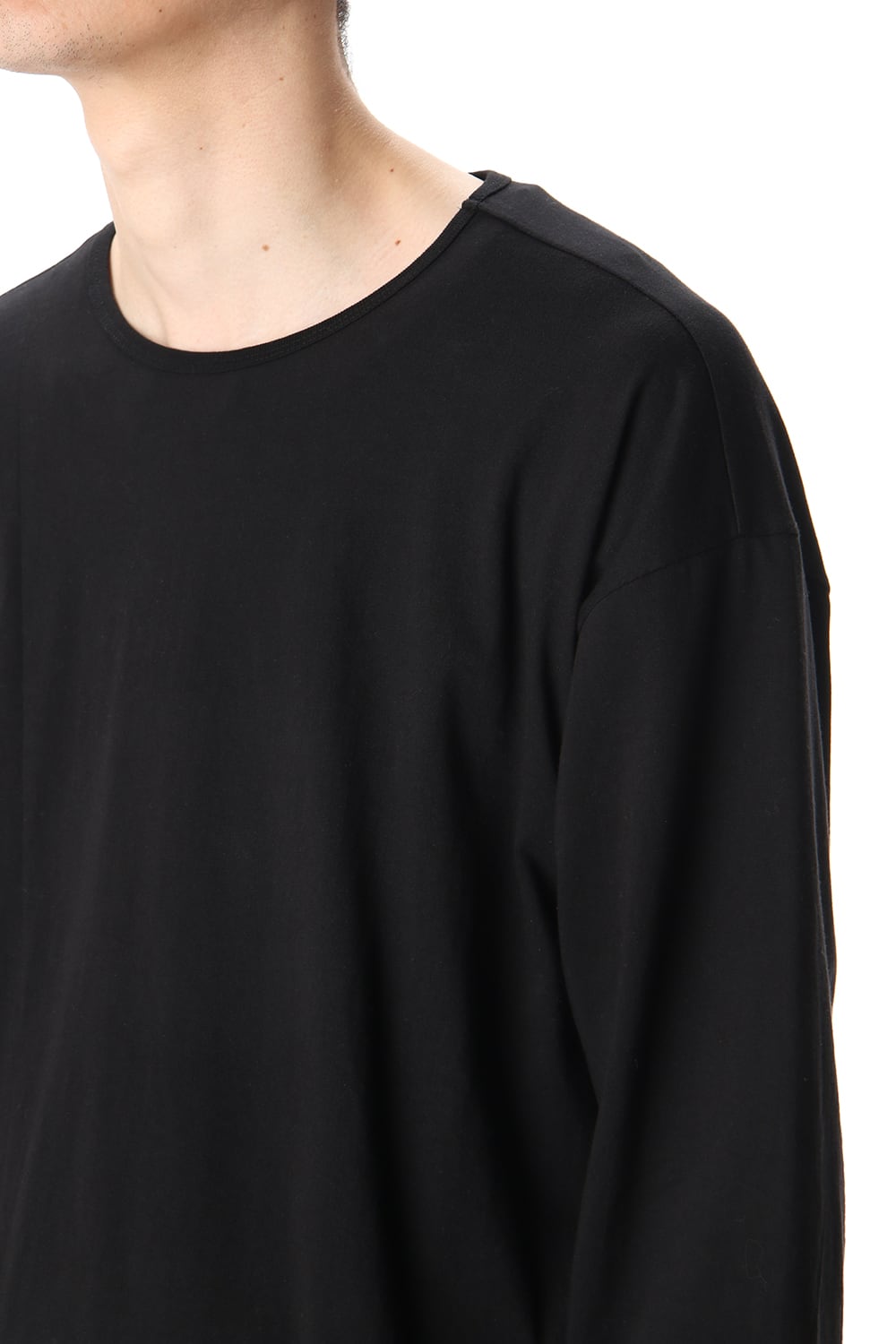 Hem Layered Style Long Sleeve T-Shirts Black