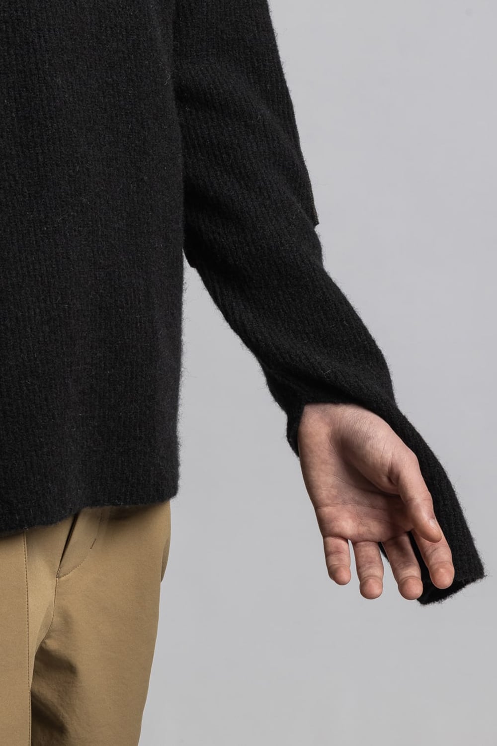 Knit Pullover with Neck Warmer Black