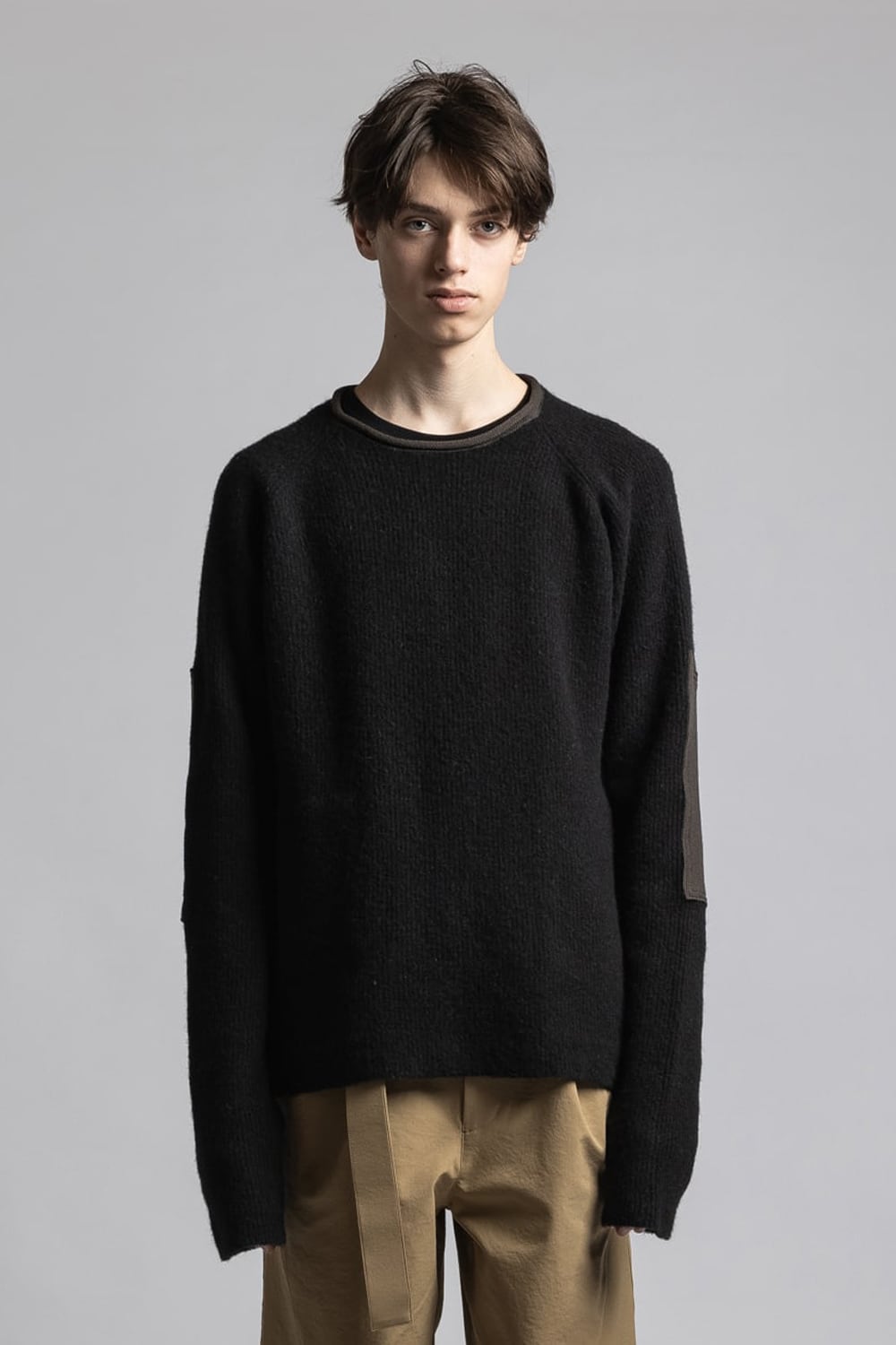 Knit Pullover with Neck Warmer Black