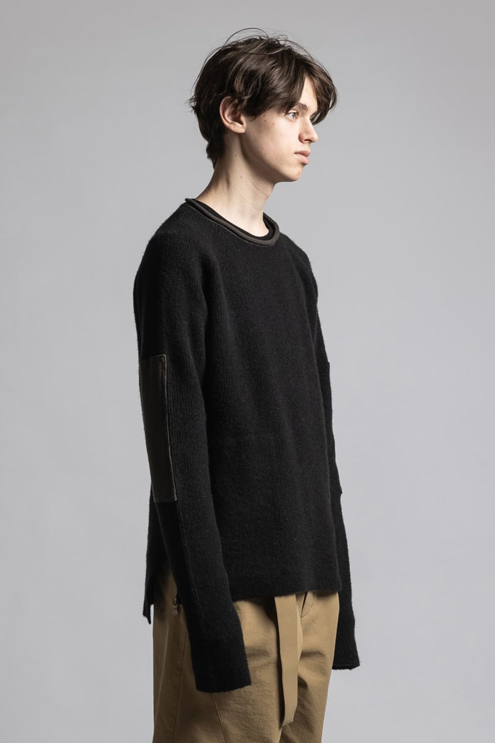 Knit Pullover with Neck Warmer Black