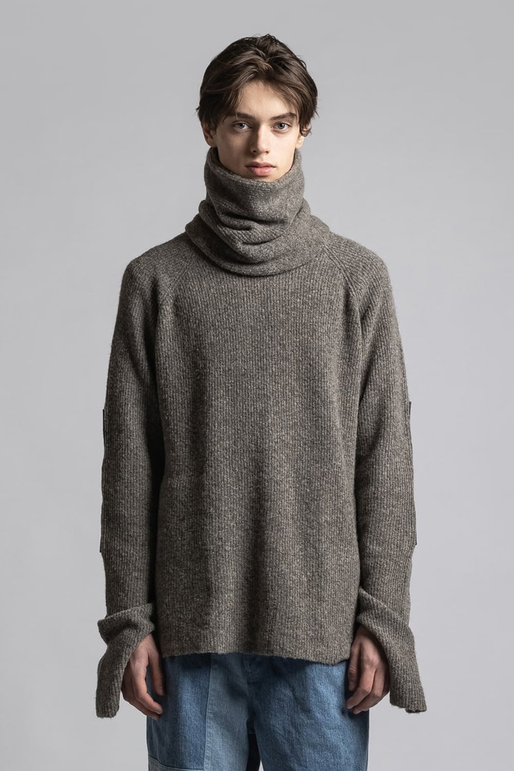 Knit Pullover with Neck Warmer G.Beige