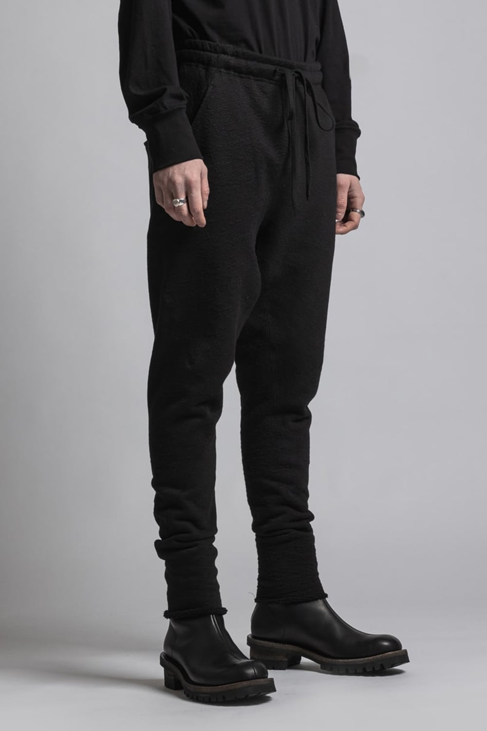 One Side Heavy Pile Pants Black