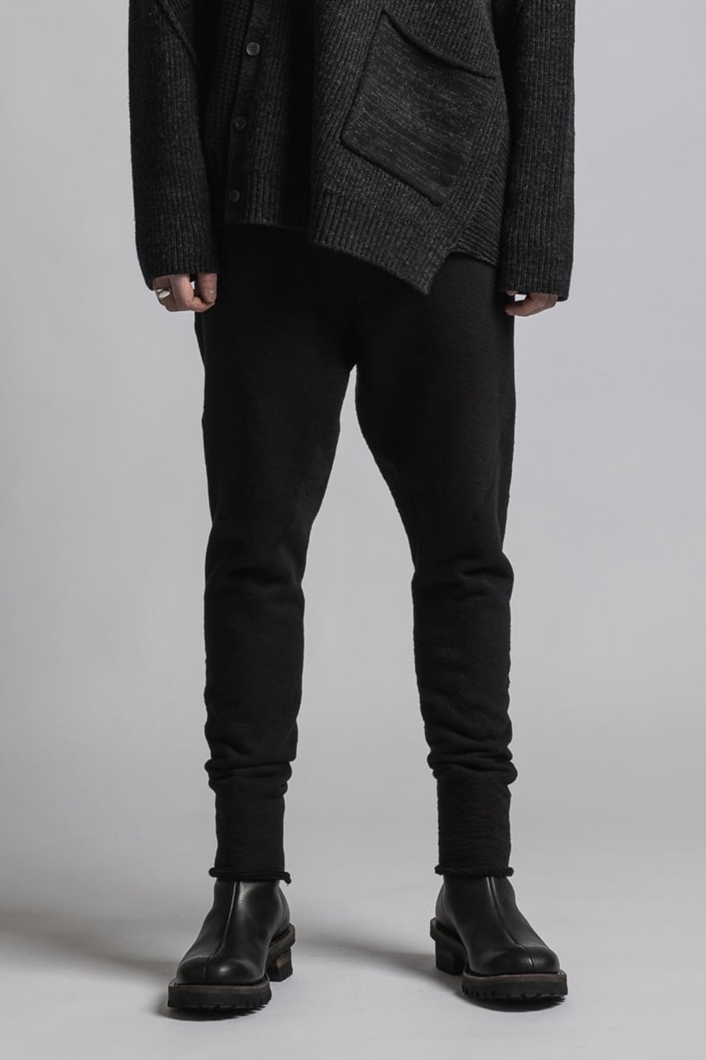 One Side Heavy Pile Pants Black