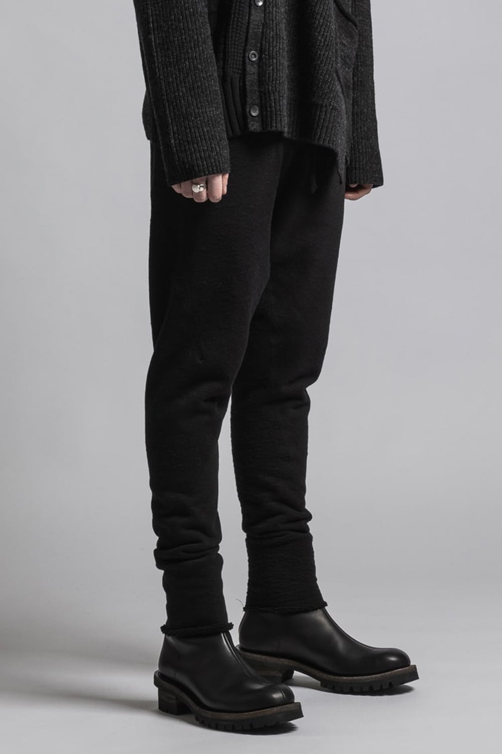 One Side Heavy Pile Pants Black