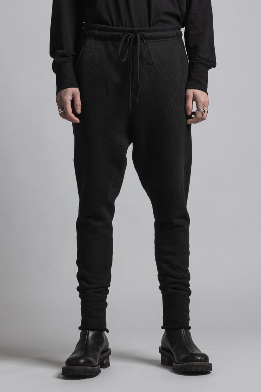 One Side Heavy Pile Pants Black
