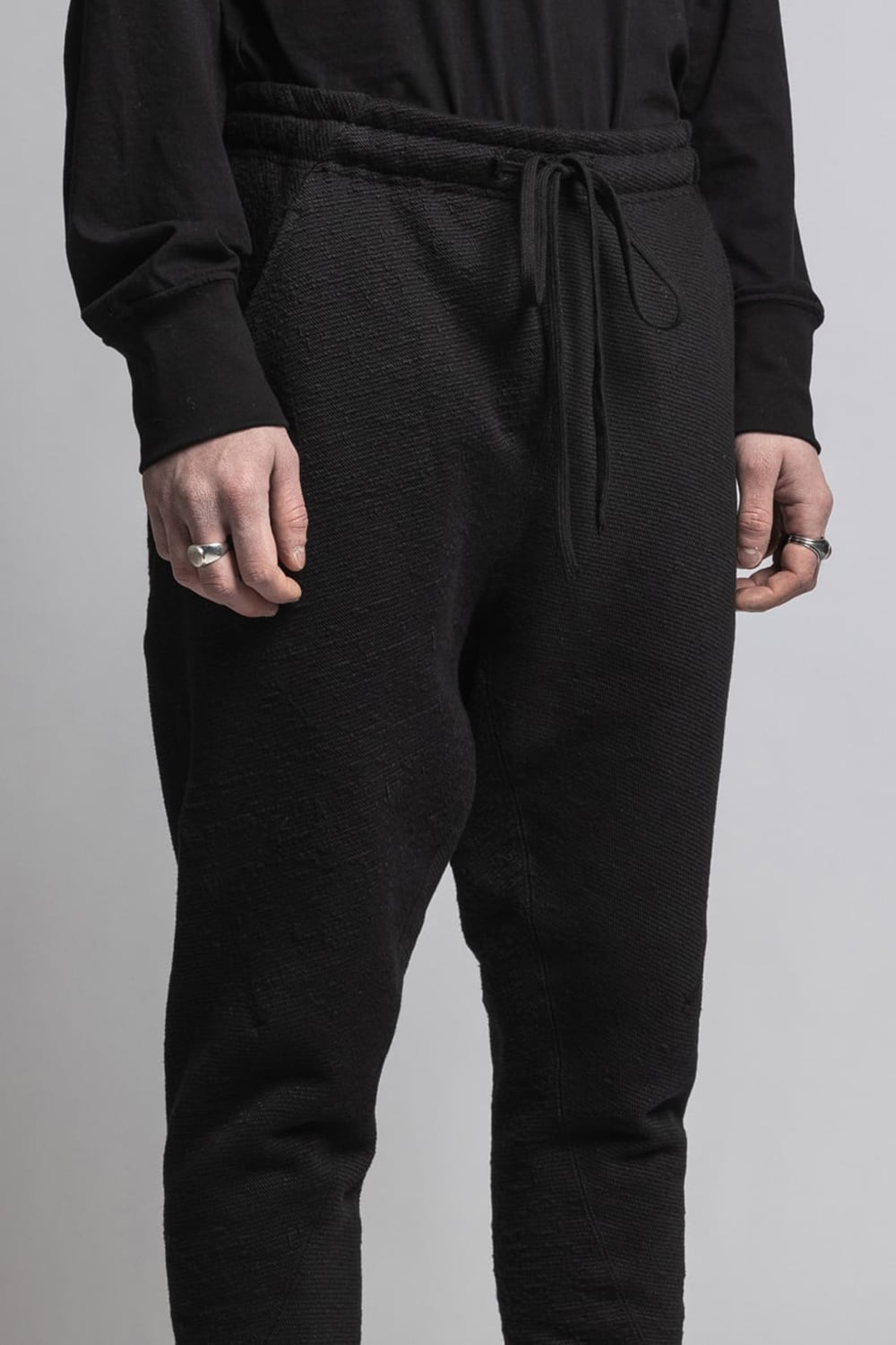 One Side Heavy Pile Pants Black