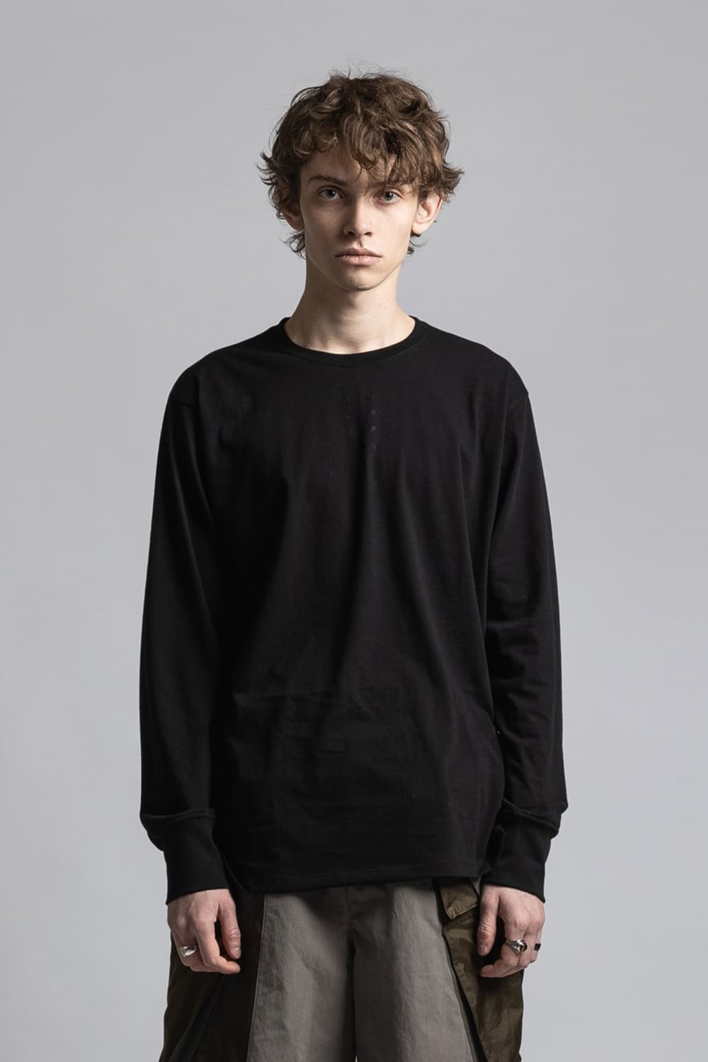 40/- Jersey Stitch Embroidered Long Sleeve T-shirt Black