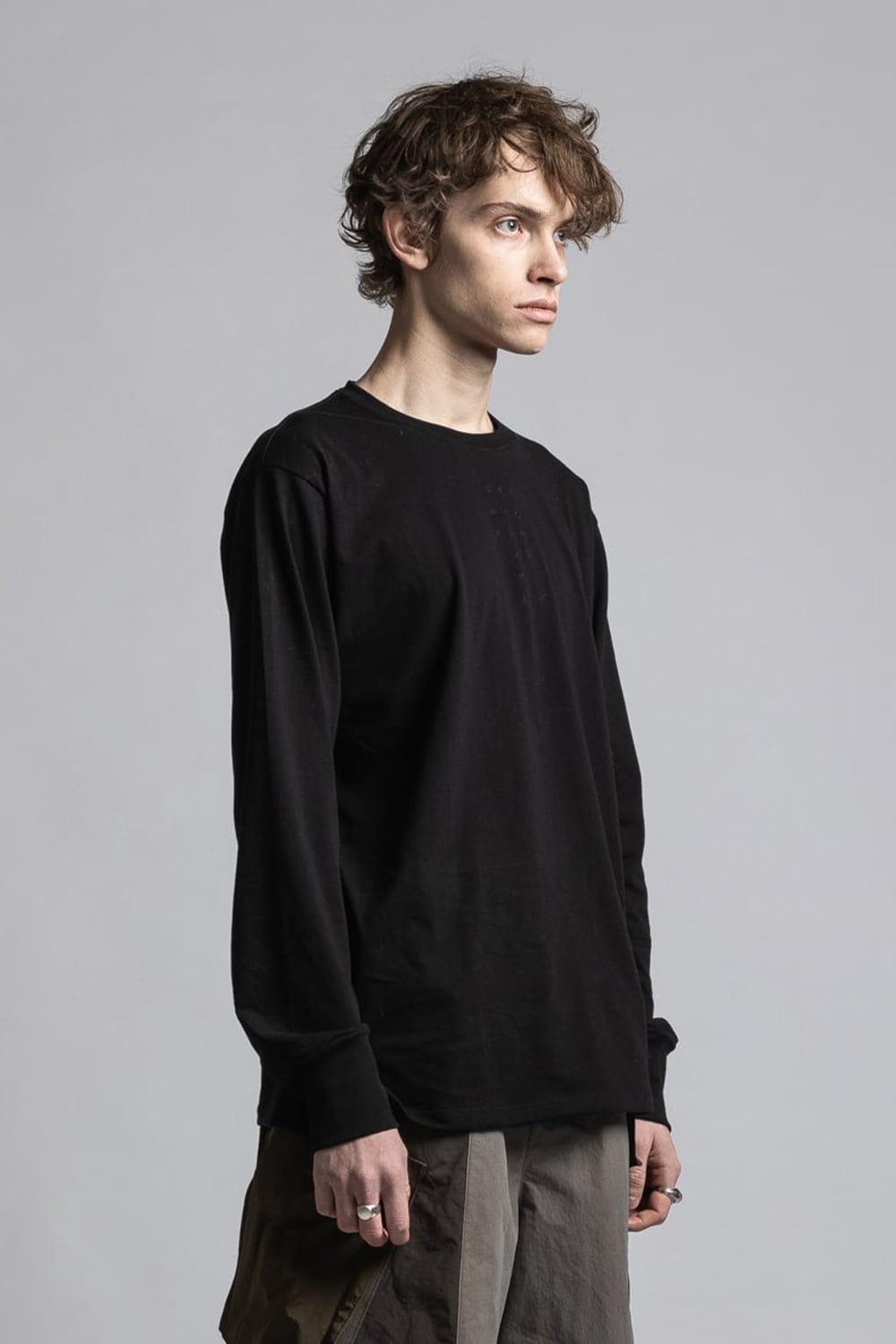 40/- Jersey Stitch Embroidered Long Sleeve T-shirt Black