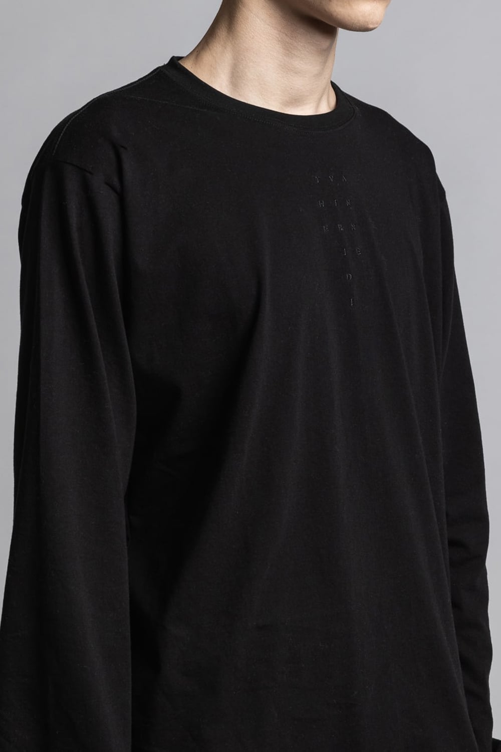 40/- Jersey Stitch Embroidered Long Sleeve T-shirt Black