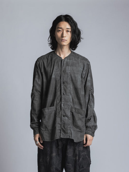 Paper Processing Band Collar Shirt