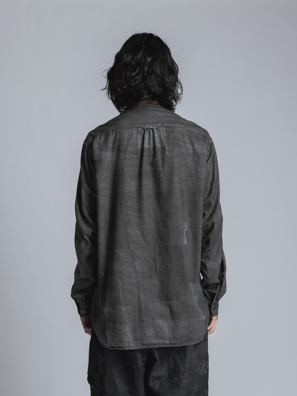 Paper Processing Band Collar Shirt