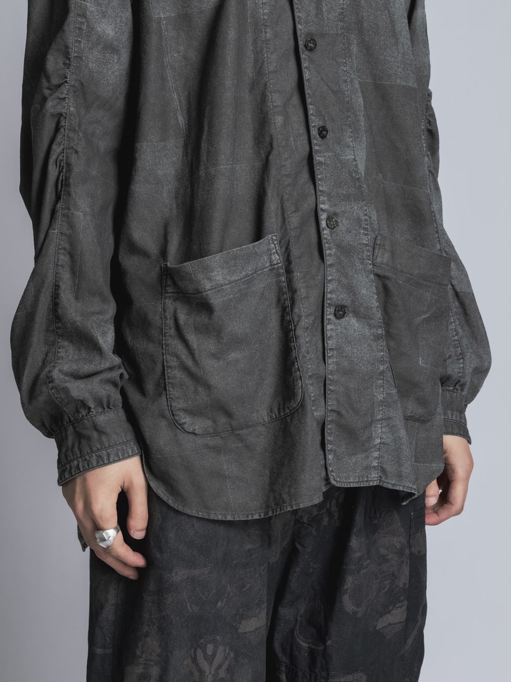 Paper Processing Band Collar Shirt