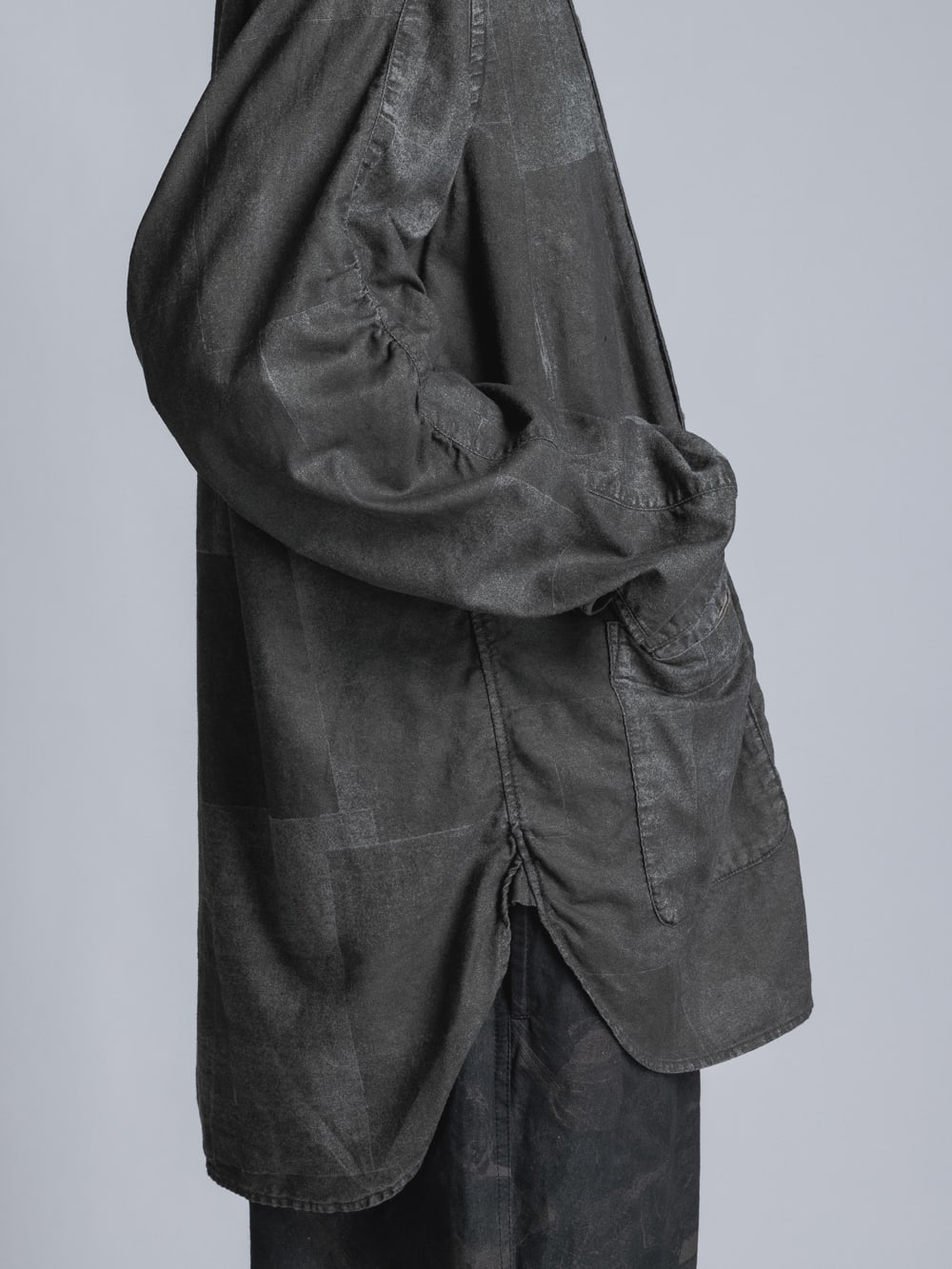 Paper Processing Band Collar Shirt