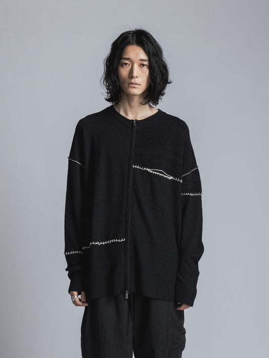 High Gauge Zip Knit Black