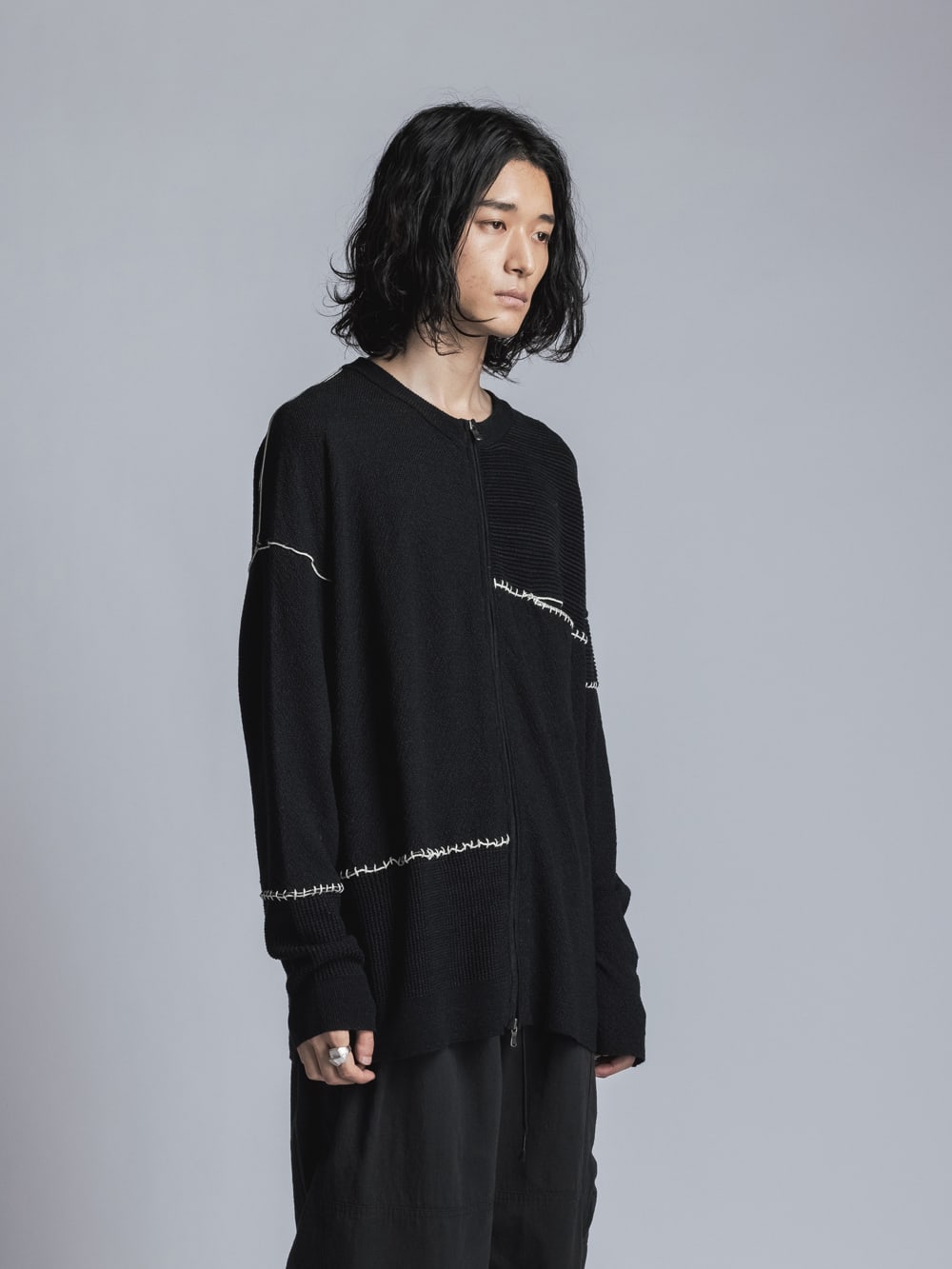 High Gauge Zip Knit Black