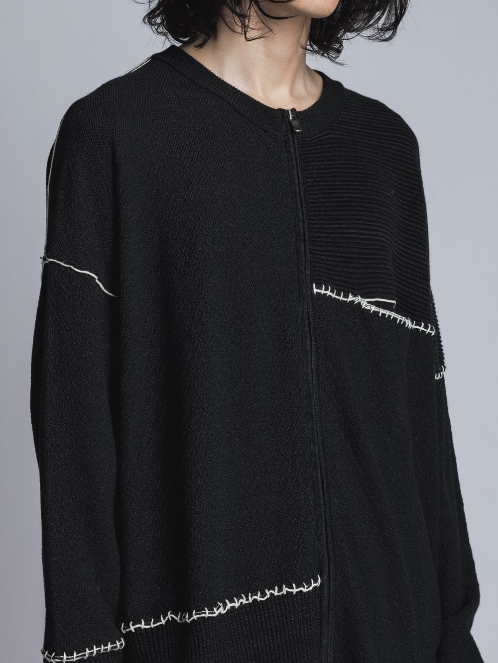 High Gauge Zip Knit Black