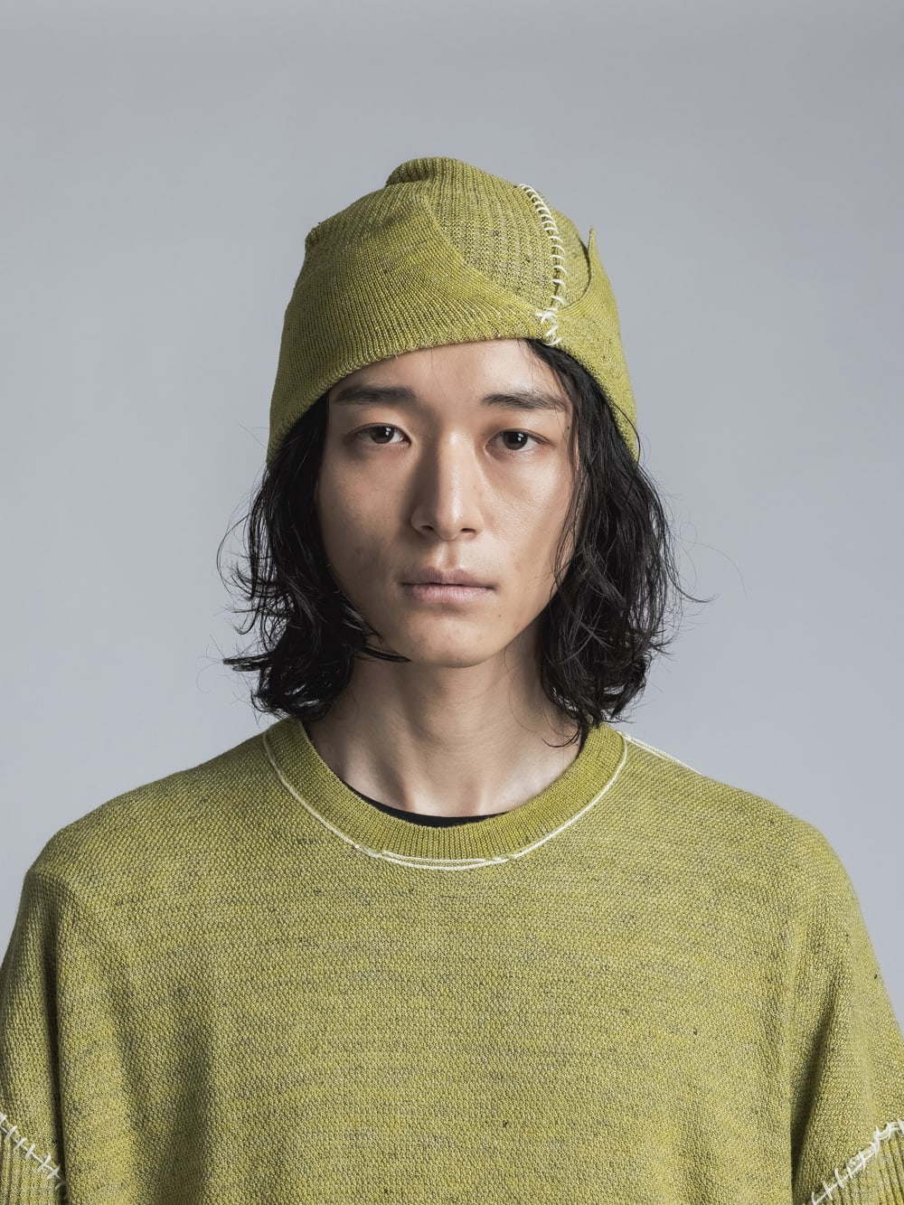 High Gauge Knit Cap Yellow Mix