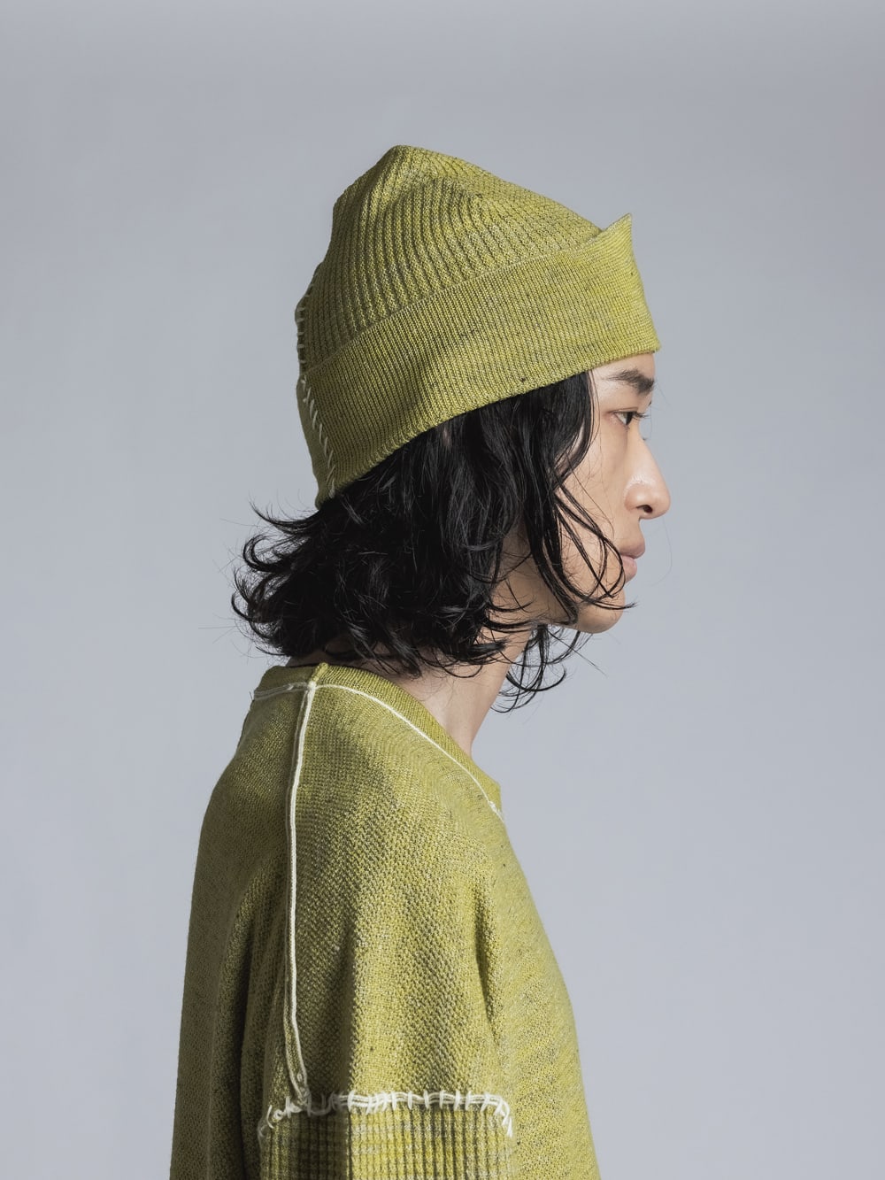 High Gauge Knit Cap Yellow Mix