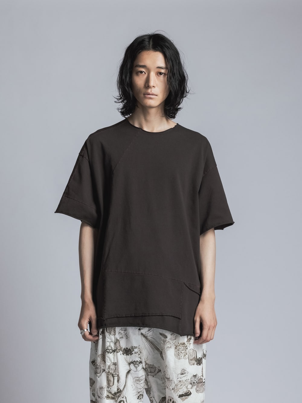 ストレッチ天竺半袖Tシャツ  D.Brown