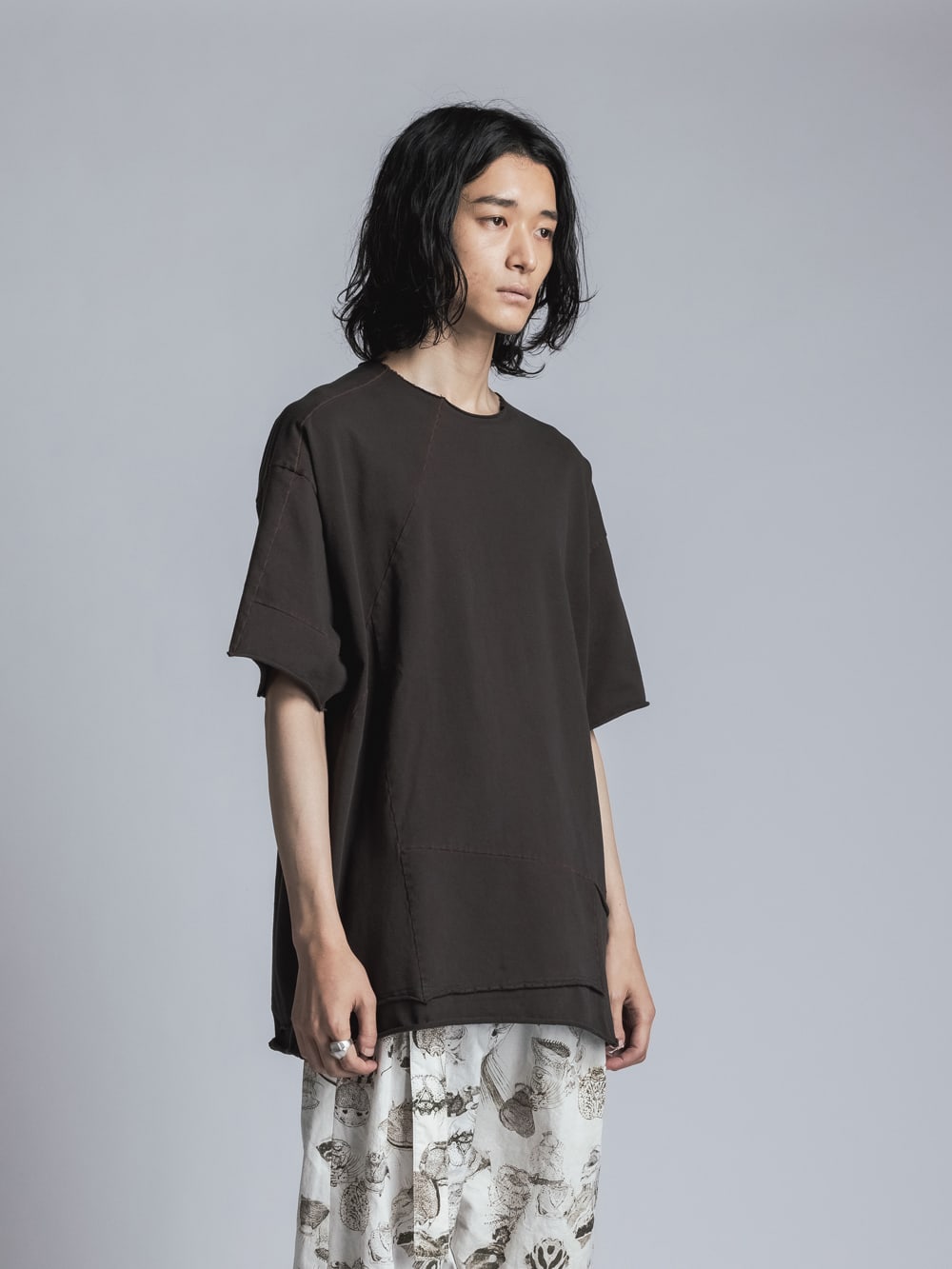 ストレッチ天竺半袖Tシャツ  D.Brown