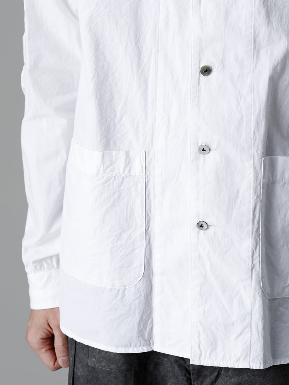 Typewriter Band Collar Shirt  White