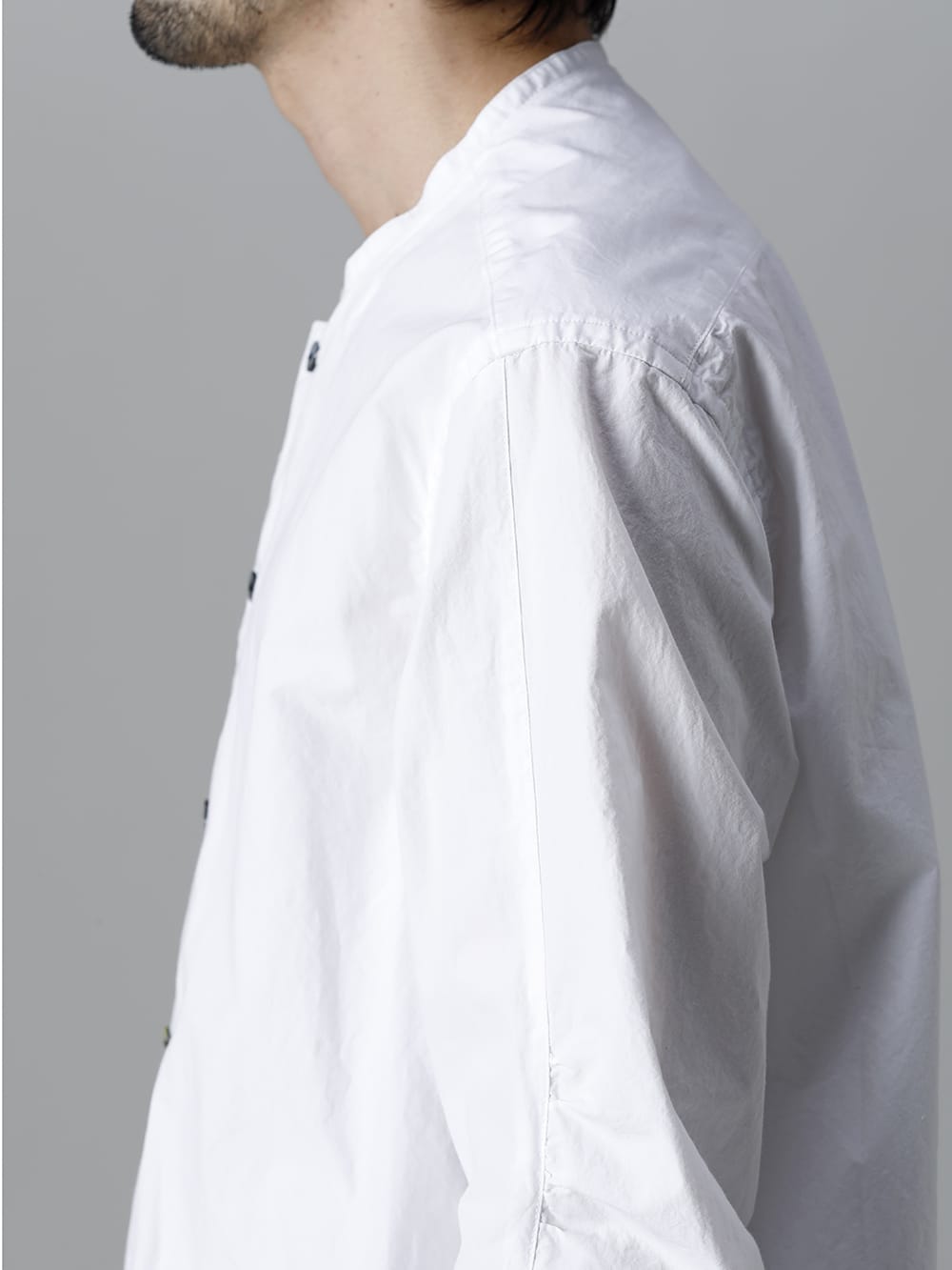 Typewriter Band Collar Shirt  White