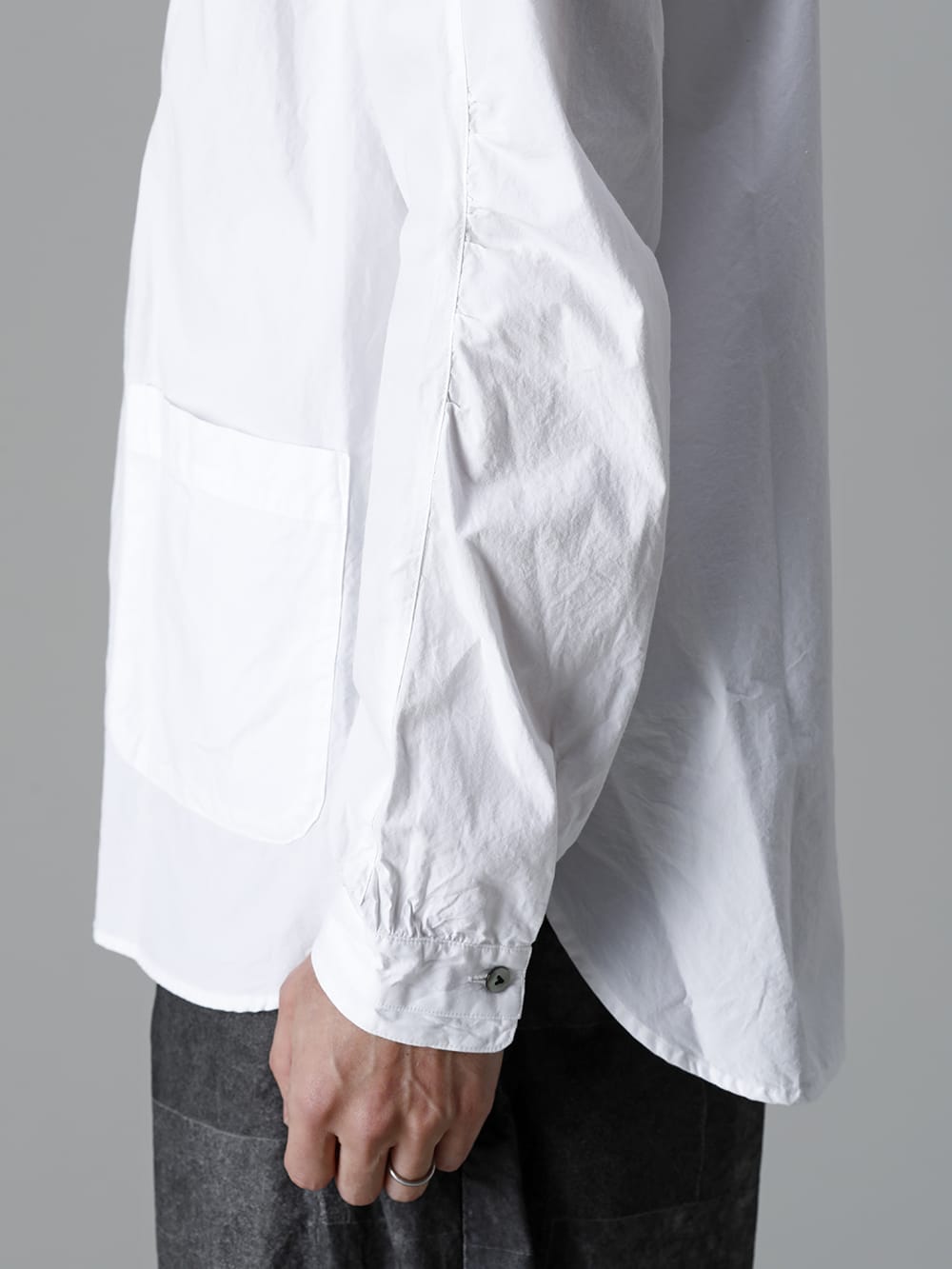 Typewriter Band Collar Shirt  White